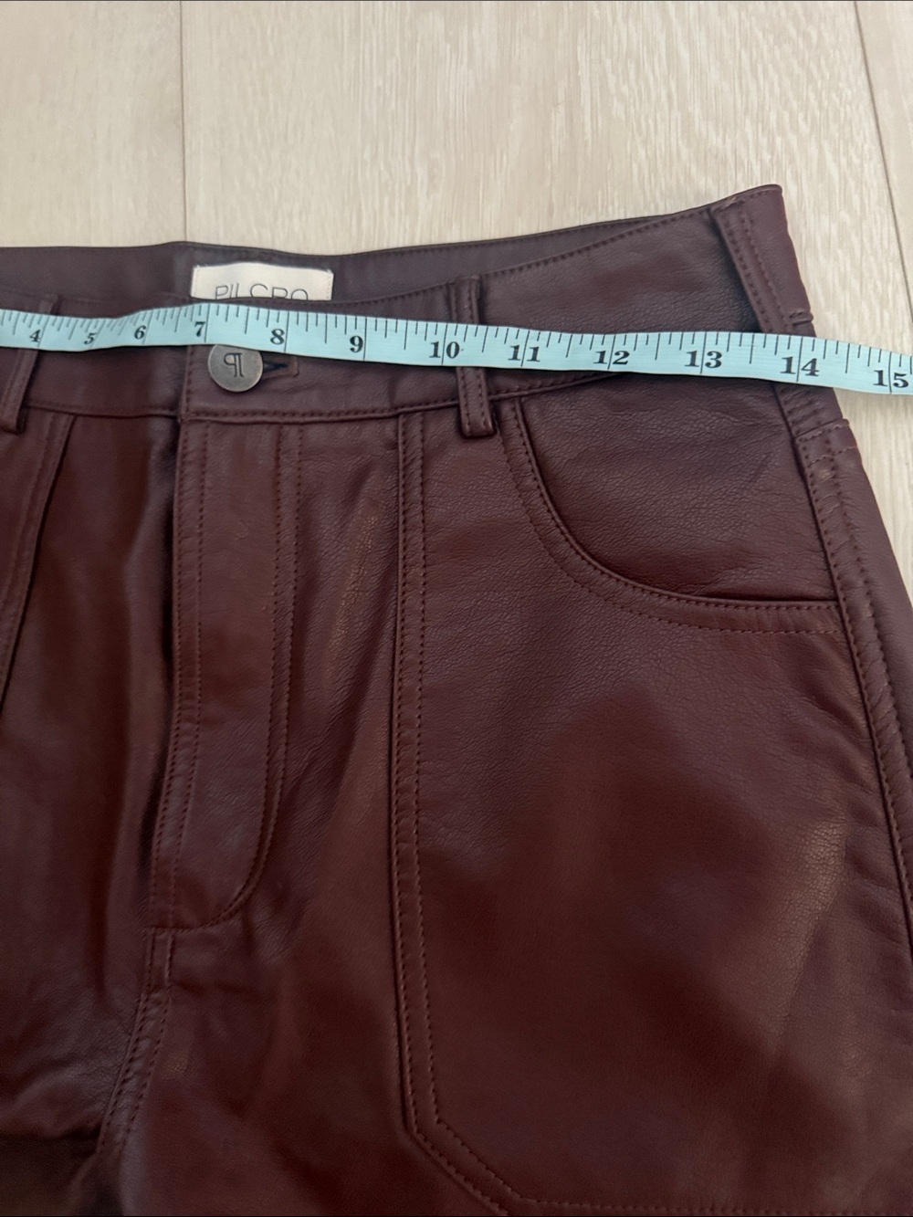 Pilcro Wide-Leg The Rylan Faux-Leather High-Rise Flare Pants Cocoa Brown - Picture 8 of 11